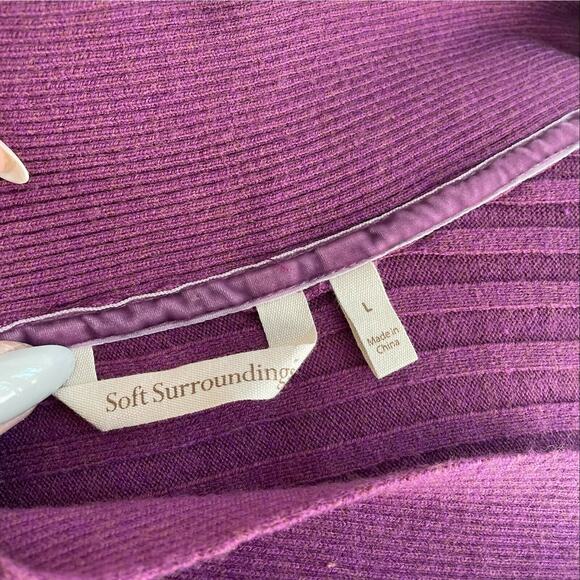Soft Surroundings Boheme Sweater V Neck Long Sleeve Ribbed Textured Purple Large - Picture 7 of 10